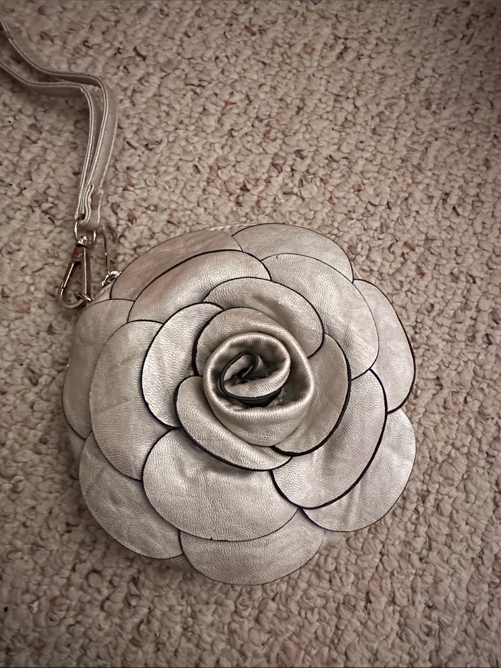 Silver Floral Rose Crossbody Bag - Women's Elegant Evening Bag